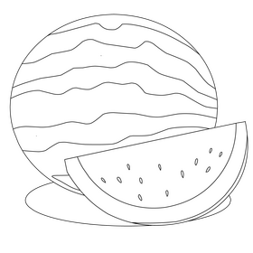 Watermelon healthy food black and white clipart
