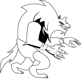 Werewolf black and white clipart