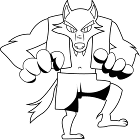 Werewolf black and white clipart