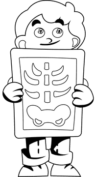Xray Boy black and white clipart