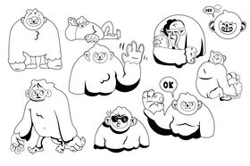 Yeti black and white vector