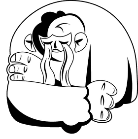 Yeti Crying black and white clipart