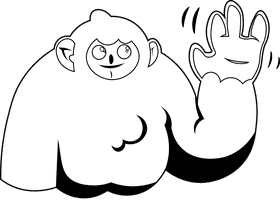 Yeti Greeting black and white clipart