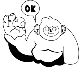 Yeti OK black and white clipart