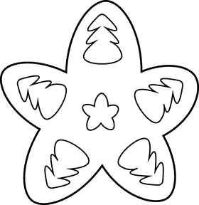 Christmas Star Cake black and white clipart