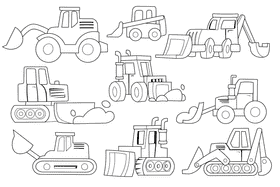 Bulldozer black and white vector
