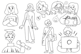 College Student black and white vector