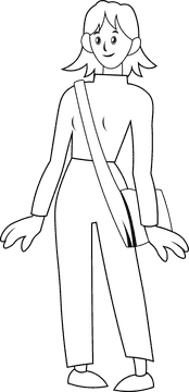 College Student with Bag black and white clipart