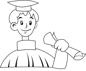 College Student Graduate black and white clipart