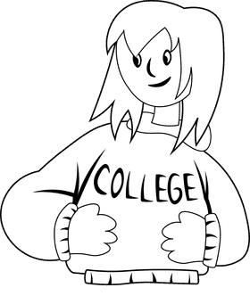 College Student Sweatshirt black and white clipart