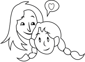 Diversity Girls black and white clipart