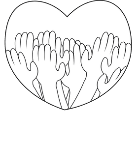 Diversity Hands Heart black and white clipart