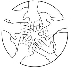 Diversity Hands Planet black and white clipart