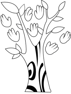 Diversity Hands Tree black and white clipart