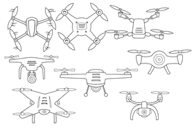 Drone black and white vector