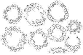 Flower Wreath black and white vector
