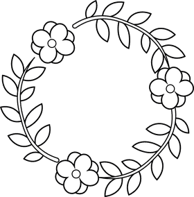 Flower Wreath black and white clipart