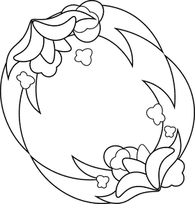 Flower Wreath black and white clipart