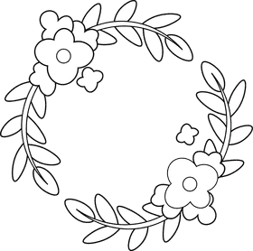 Flower Wreath black and white clipart