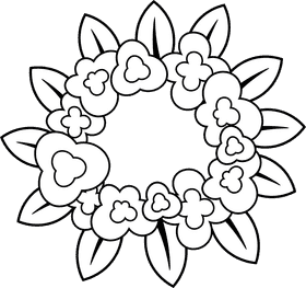 Flower Wreath black and white clipart