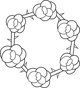 Flower Wreath Roses black and white clipart