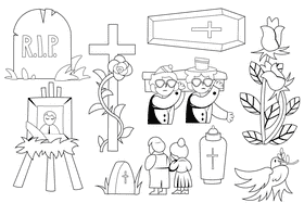 Funeral black and white vector