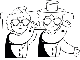 Funeral Coffin Dance black and white clipart
