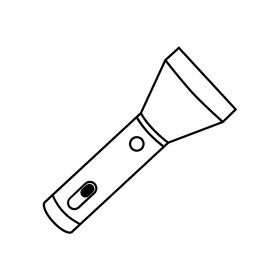 Flashlight drawing black and white clipart