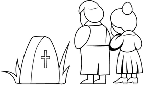 Funeral black and white clipart