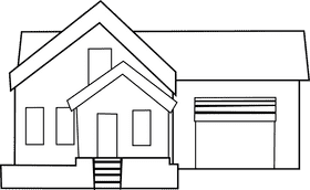 Garage House black and white clipart