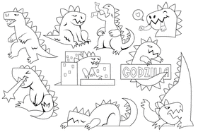 Godzilla black and white vector