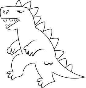 Godzilla monster black and white clipart