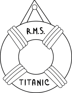 Titanic Life Ring black and white clipart
