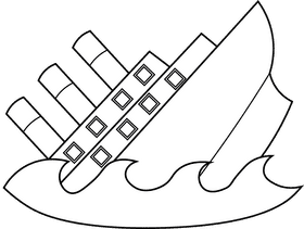 Titanic Sinking black and white clipart