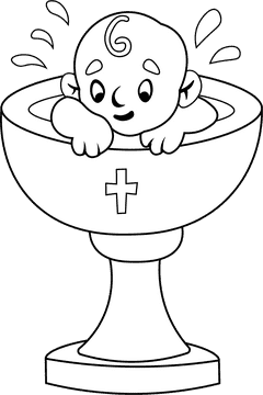 Baptism Bowl Baby black and white clipart
