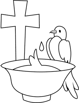 Baptism Bowl Pigeon black and white clipart