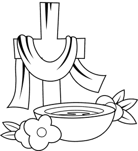 Baptism Bowl Rood black and white clipart