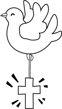 Baptism Pigeon black and white clipart