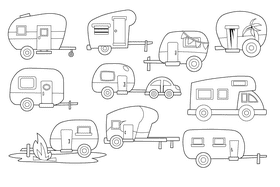 Camper black and white vector