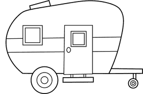 Camper Trailer black and white clipart