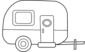 Camper Trailer black and white clipart