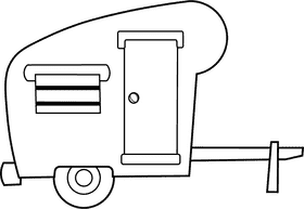 Camper Trailer black and white clipart
