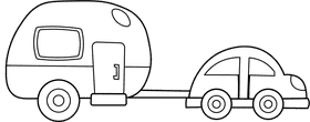 Camper Trailer black and white clipart