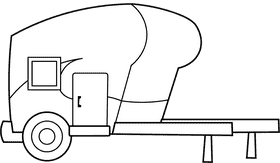 Camper Trailer black and white clipart