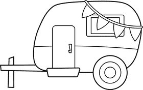 Camper Trailer black and white clipart