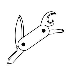 Pocket knife drawing black and white clipart