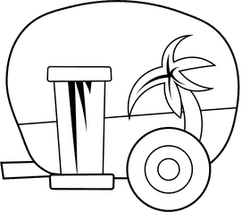 Camper Trailer black and white clipart