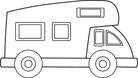 Camper Trailer black and white clipart