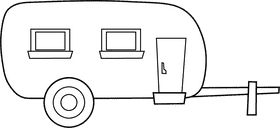 Camper Trailer black and white clipart
