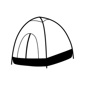 Camping tent cartoon black and white clipart